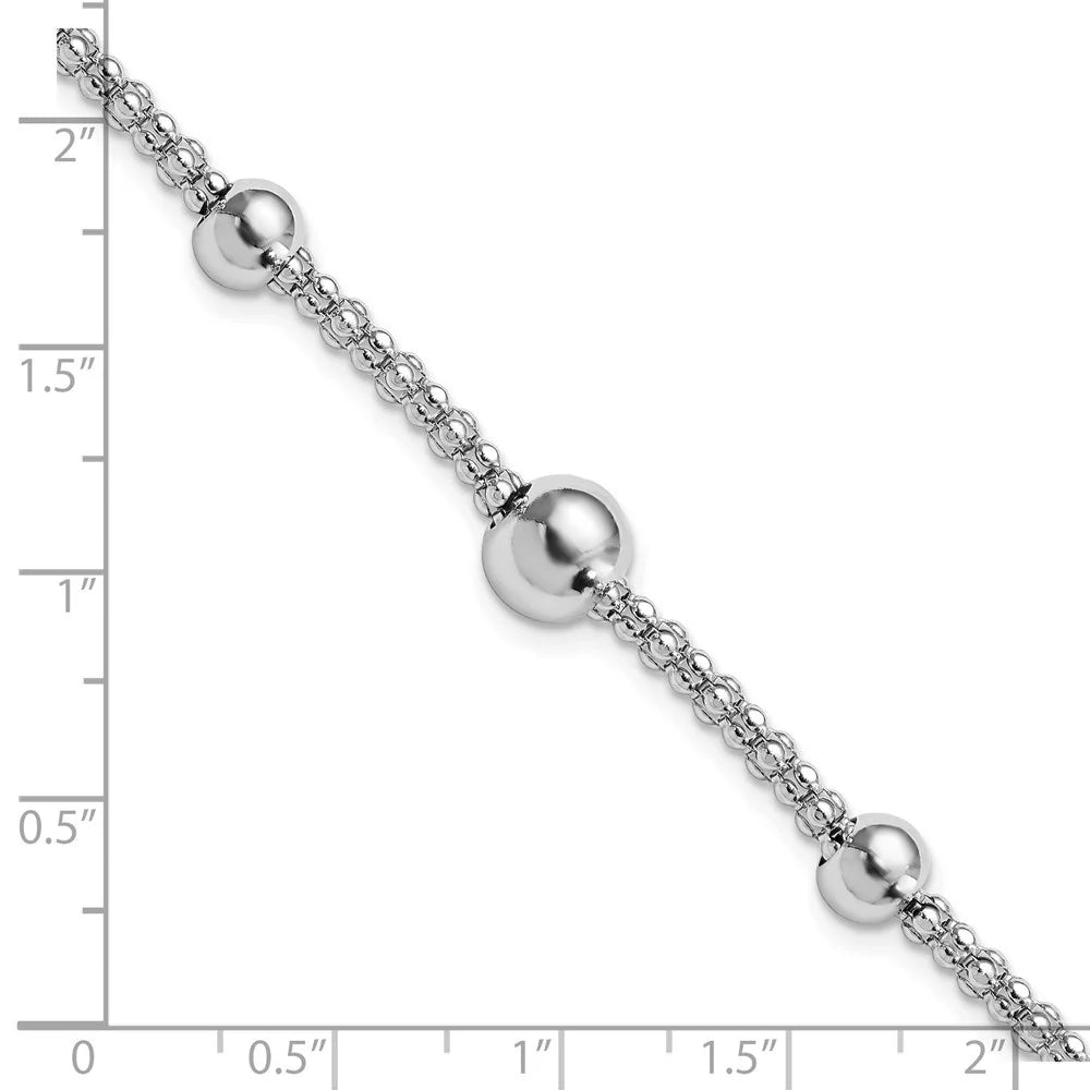 Auriga Fine Jewelry 925 Sterling Silver Beaded Popcorn Chain Bracelet 8inch for Women