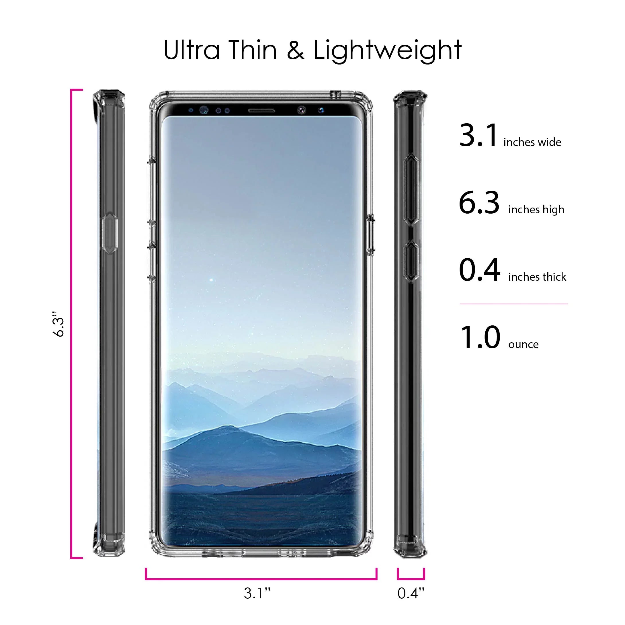 DistinctInk Clear Shockproof Hybrid Case for Samsung Galaxy Note 9 -  Bumper, Acrylic Back, Tempered Glass Screen Protector - Matthew 9:29 - Because of Your Faith, It Will Happen