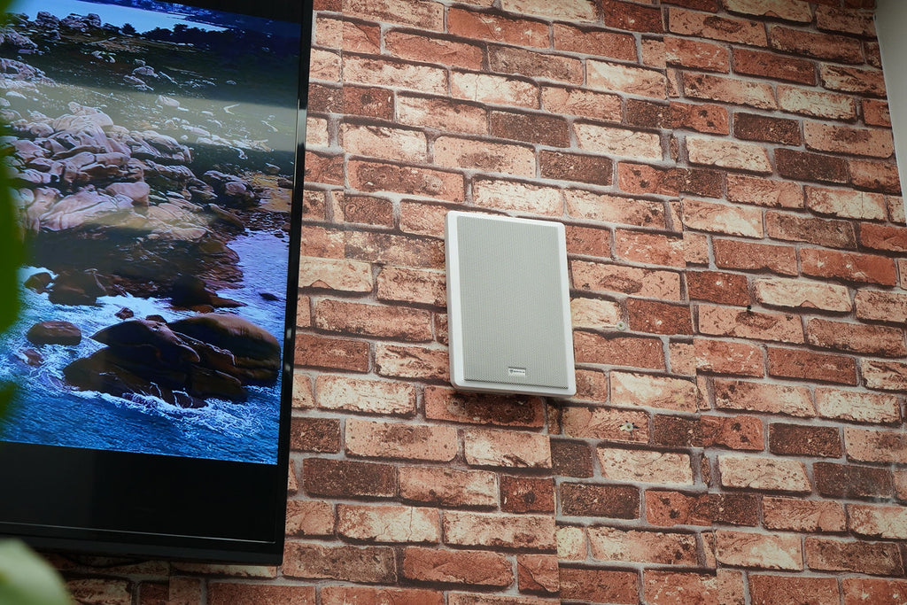 2-Channel Amplifier+(12) Slim White Wall Speakers for Restaurant/Bar/Cafe