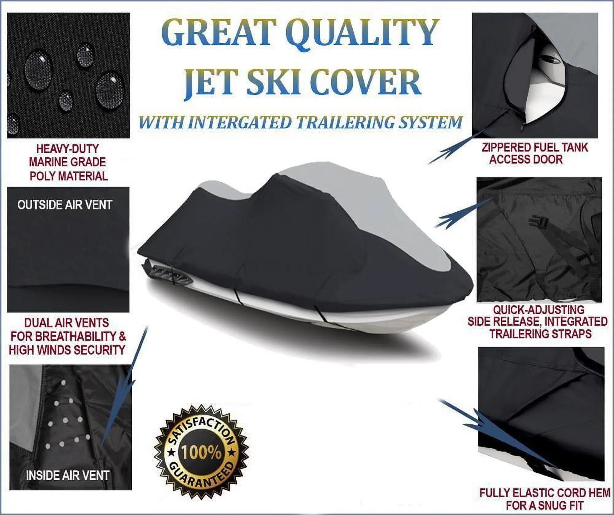 '-  600D   Cover Compatible for Yamaha Wave Raider 760 1996 2 Seater
