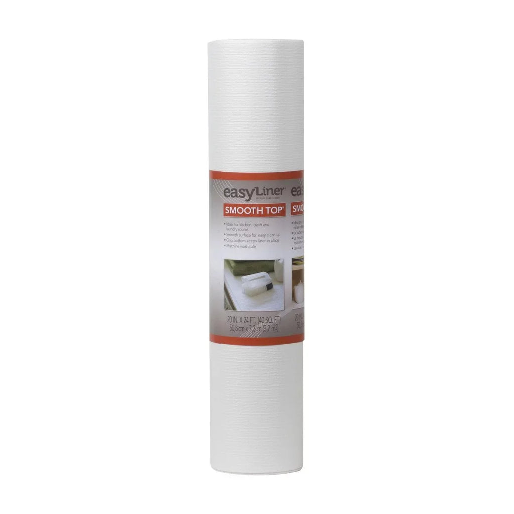 Duck 281872 Smooth Top Easy Non-Adhesive 20 in. x 24 ft. Shelf Liner, White, 2 Count