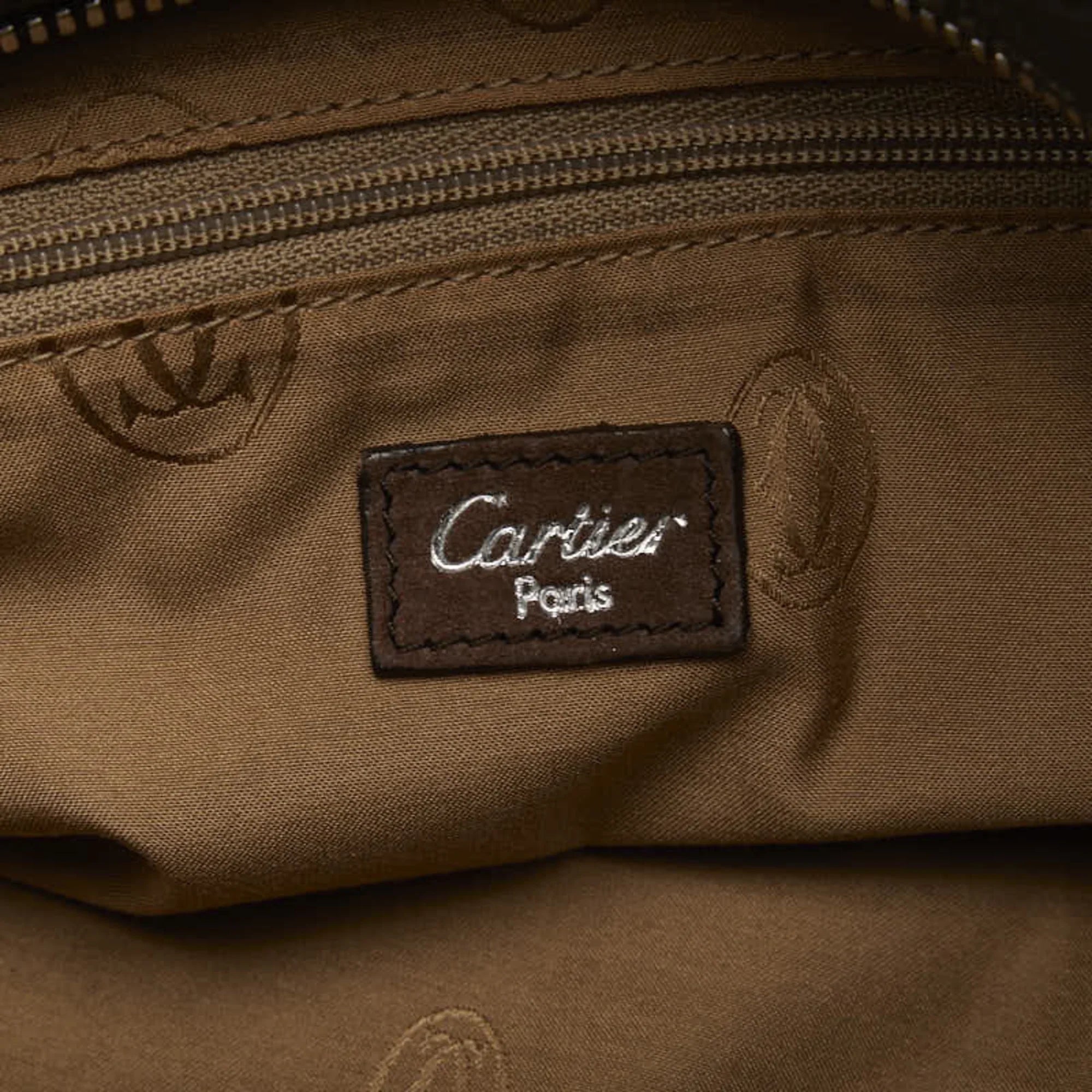 Pre-Owned Cartier Marcello Handbag Brown Suede Leather Ladies  (Good)