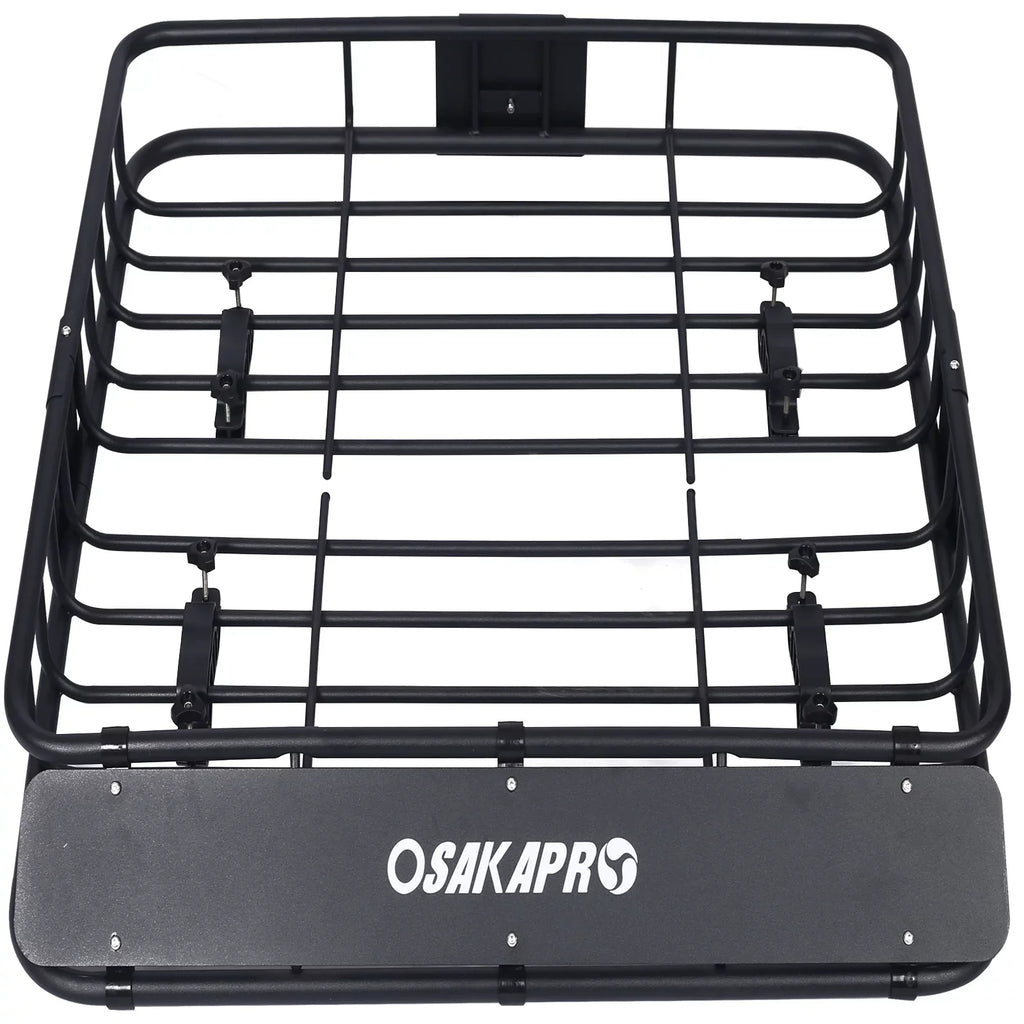 Universal Fit Black Steel Top Mount Roof Rack 43" Heavy-Duty Steel Weatherproof - Rooftop Cargo Carrier Basket