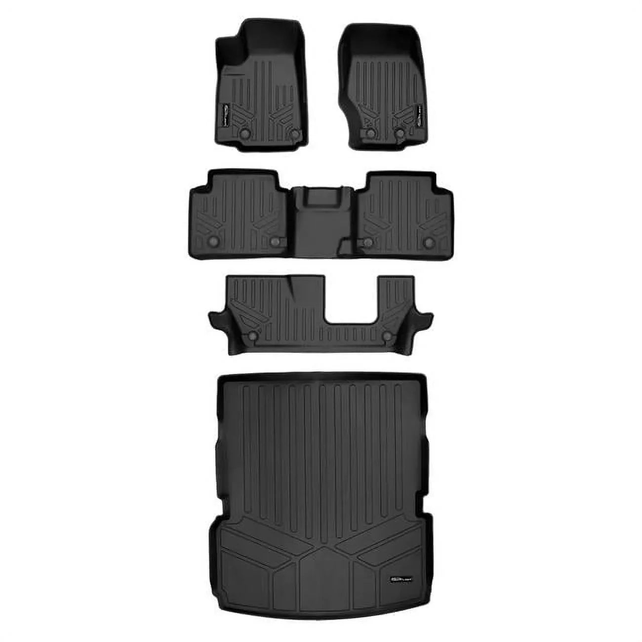 Smartliner SA0568-B0568-C0568-D0568 All Weather Custom Fit Black 3 Row & Cargo Liner Behind the 2nd Row Floor Mat Liner Set for 2021-2023 Jeep Grand Cherokee L, Black