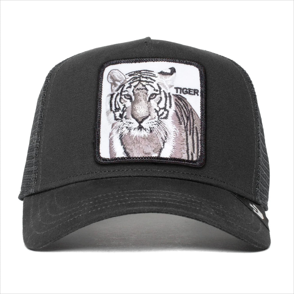 Goorin Bros. The Farm Unisex Original Adjustable Snapback Trucker Hat, Black (White Tiger), One Size