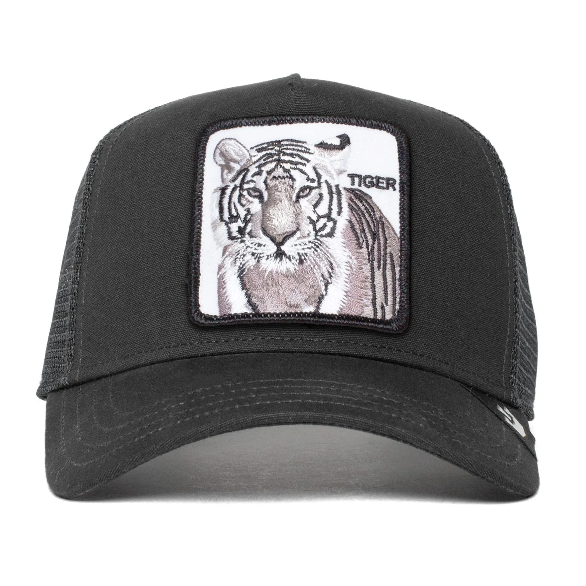 Goorin Bros. The Farm Unisex Original Adjustable Snapback Trucker Hat, Black (White Tiger), One Size