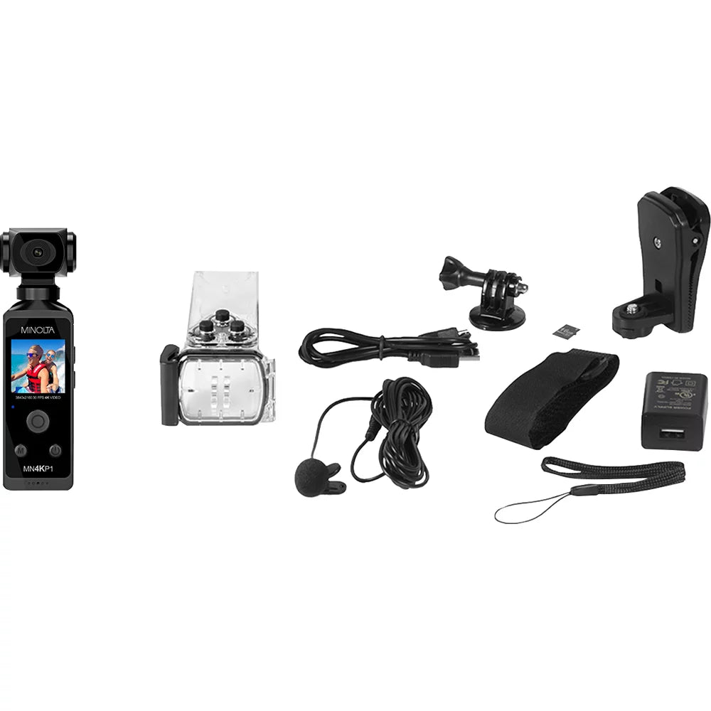 Minolta MN4KP1 4K Ultra  Pocket Camcorder w/WiFi & Waterproof Housing (Black)