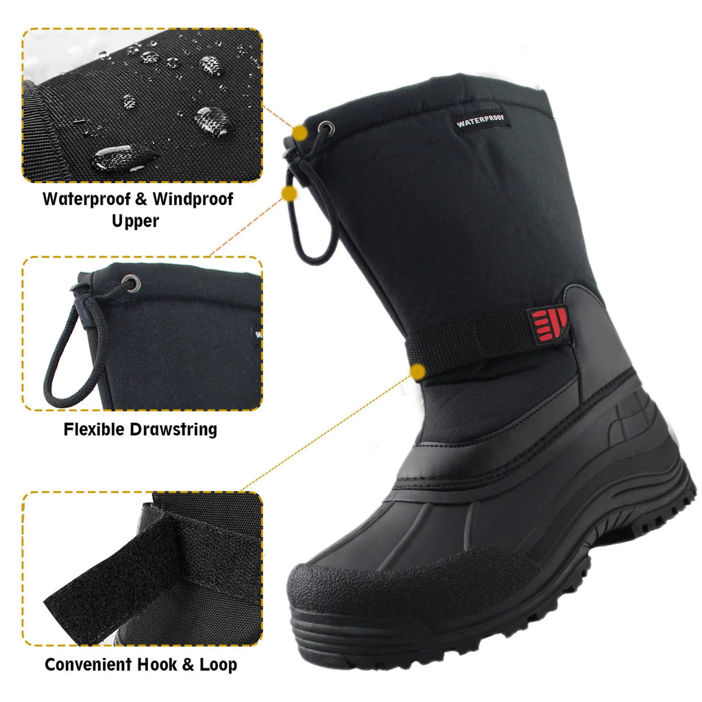 Tanleewa Men's Winter Boots Waterproof Insulated Snow Boots Anti-Slip Shoe Size 11.5 Adult Male