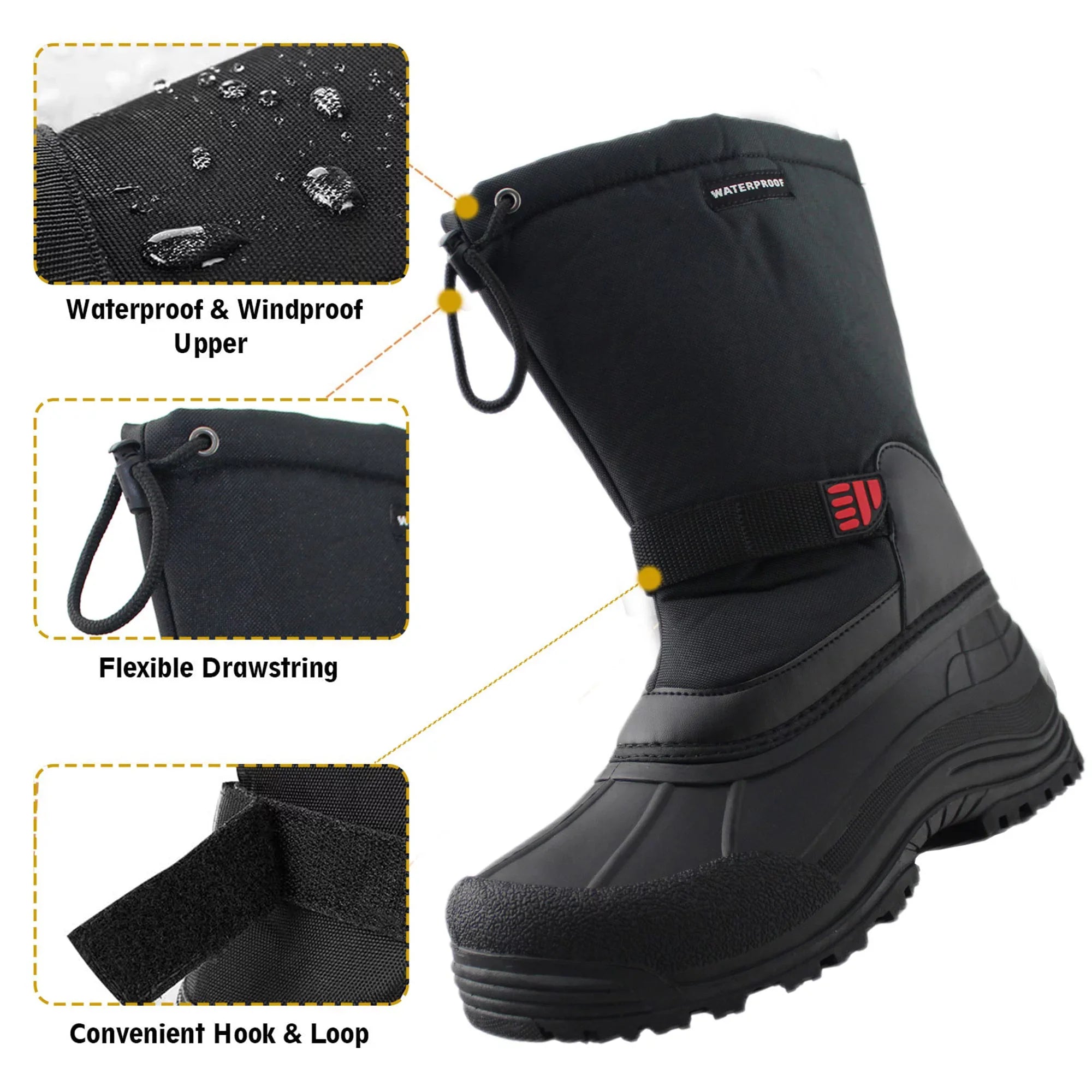 Tanleewa Men's Winter Boots Waterproof Insulated Snow Boots Anti-Slip Shoe Size 11.5 Adult Male