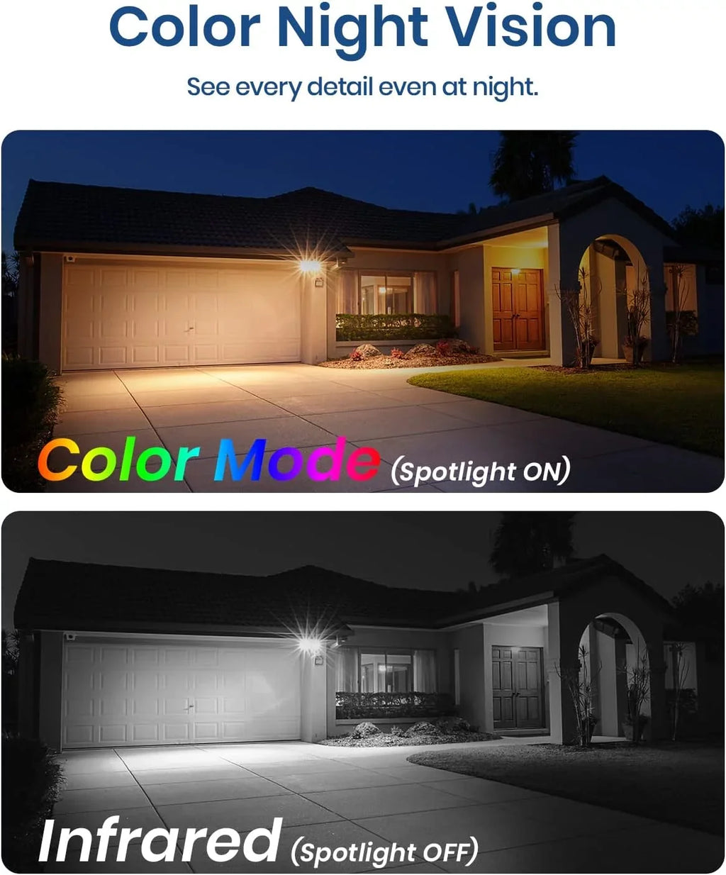 Solar Wireless Security Cameras Outdoor with Spotlight & Siren Alarm, 2K Color Night Vision, 2-Way Talk,Wifi Outdoor Camera with  Motion Detection Work with Alexa