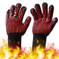 Barbecue Gloves with Silicone -slip Stripe Heat Proof Oven Gloves 500~800℃ Heat Resistant Grill Gloves for Outdoor Barbecue Garden Grilling Kitchen Cooking Welding