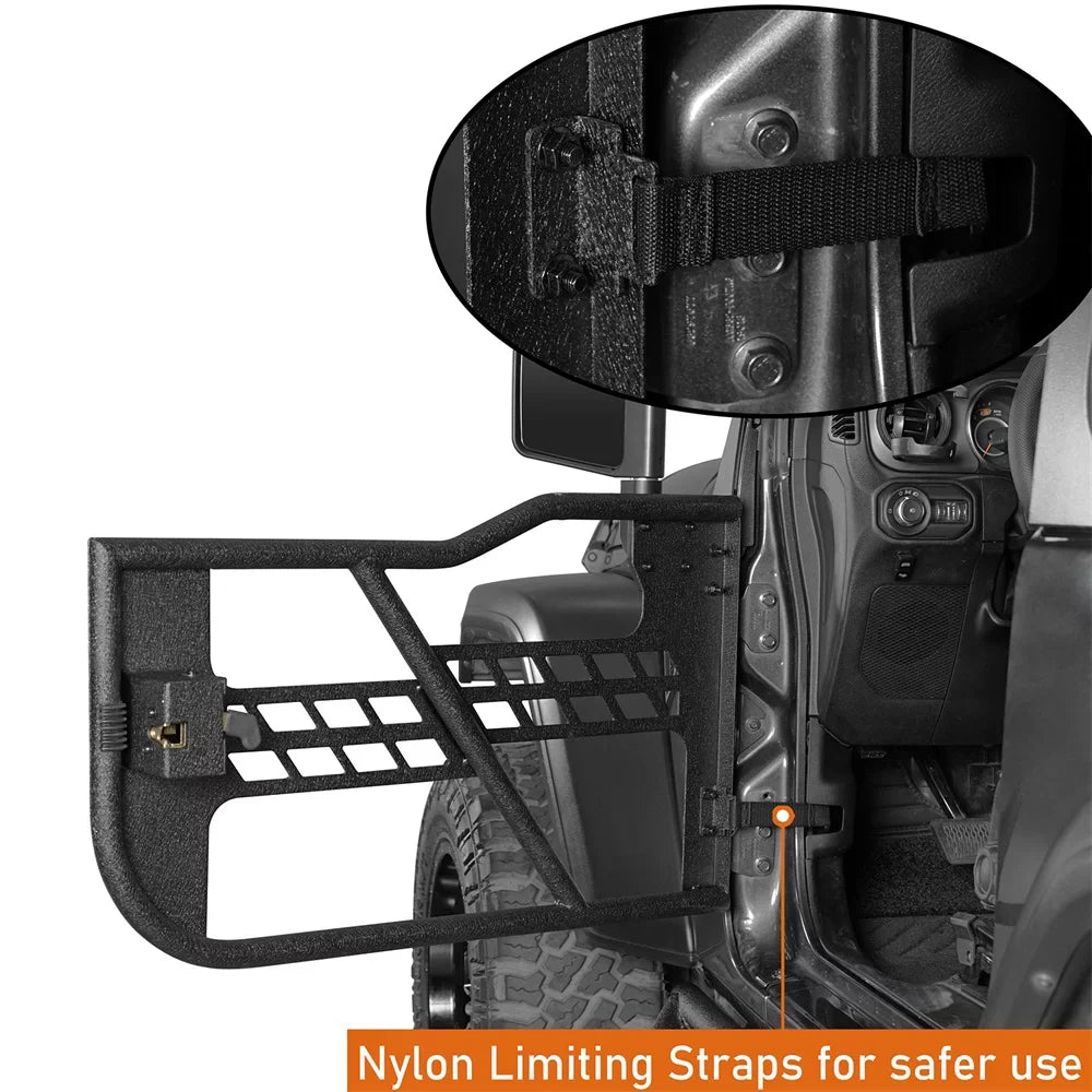 Hooke Road Fit 2018-2023 Jeep Wrangler  2-Door Steel Tubular Half Door Guards Frame Black