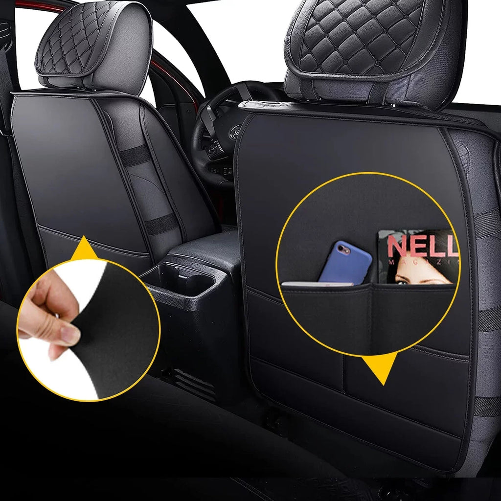 Car Seat Covers Full Set With Waterproof Leather Fit for 2007-2023 Toyota Tacoma Crew Cab (Full Set, Black)