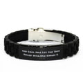 amangny Keep Calm and Let The Truck Driver. Husband Black Glidelock Clasp Bracelet, Inappropriate Husband, Engraved Bracelet for Husband