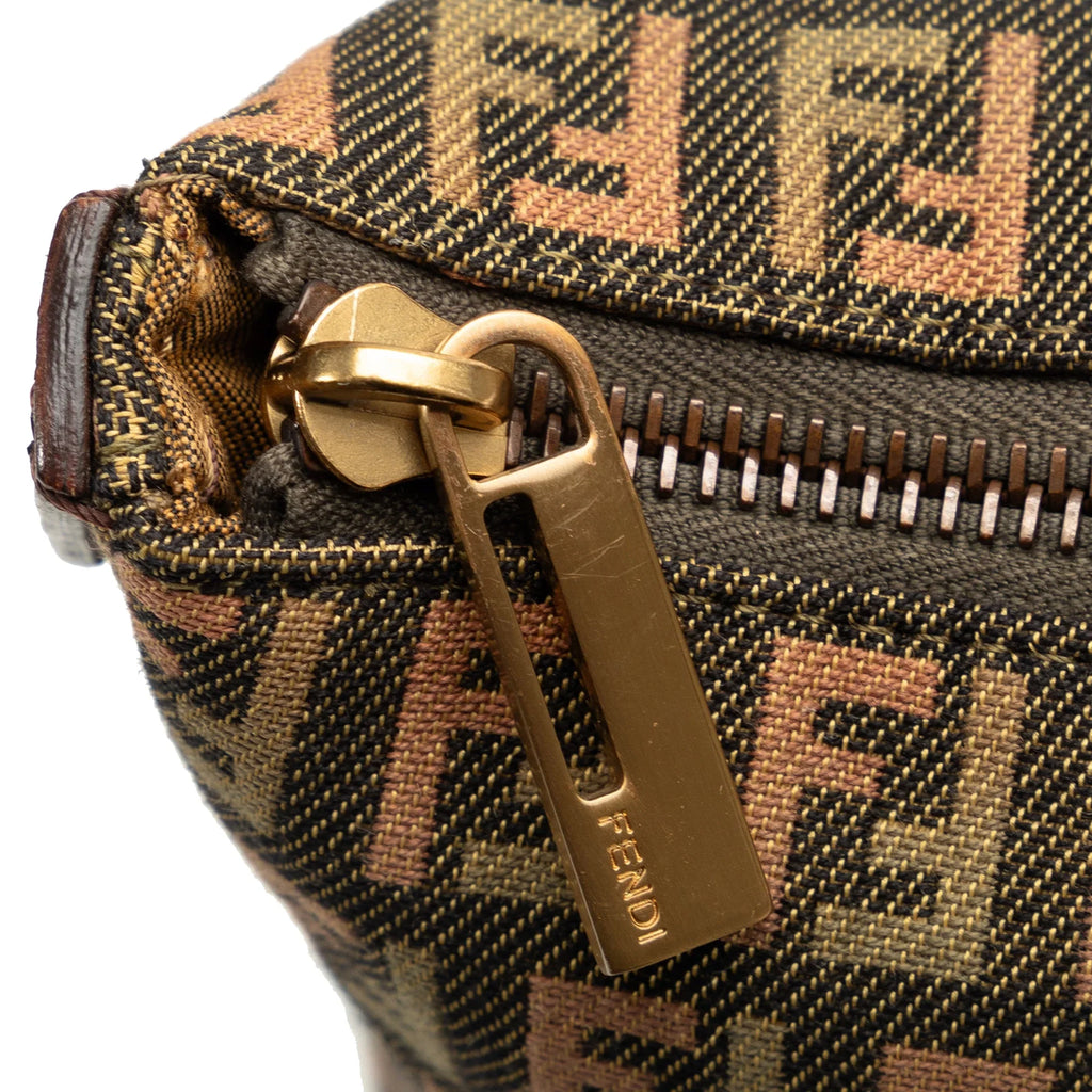 Pre-Owned Authenticated Fendi Zucchino Braided Roll Tote Canvas Fabric Green Tote Bag Unisex (Good)