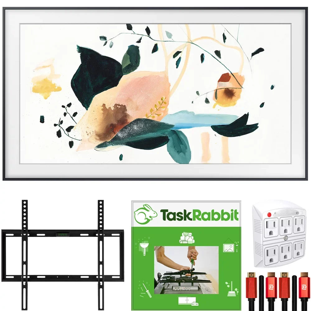Samsung QN65LS03TA The Frame 3.0 65-inch  Smart 4K   (2020 Model) Customizable Frame Bundle with TaskRabbit Installation Services + Deco Gear Wall Mount +  Cables + Surge Adapter