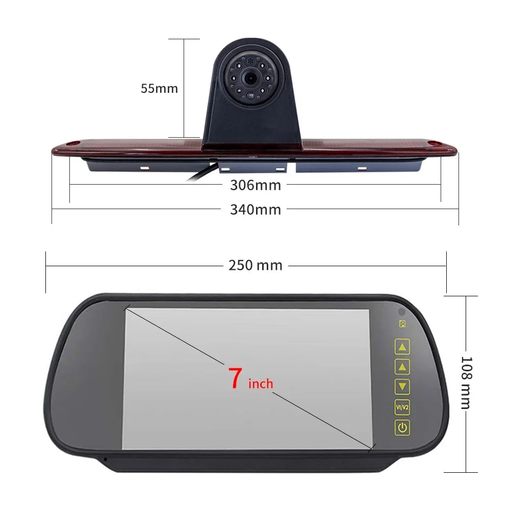 Dazzduo Brake Light Backup Camera, 7 in for Parking  Camera N Backup Vans Crafter Light Sprinter Fesjoy 7 Sazoley with Monitor Brake 7 Mercedes-Benz  7 Compatible , 7  Dabey Mercedes-