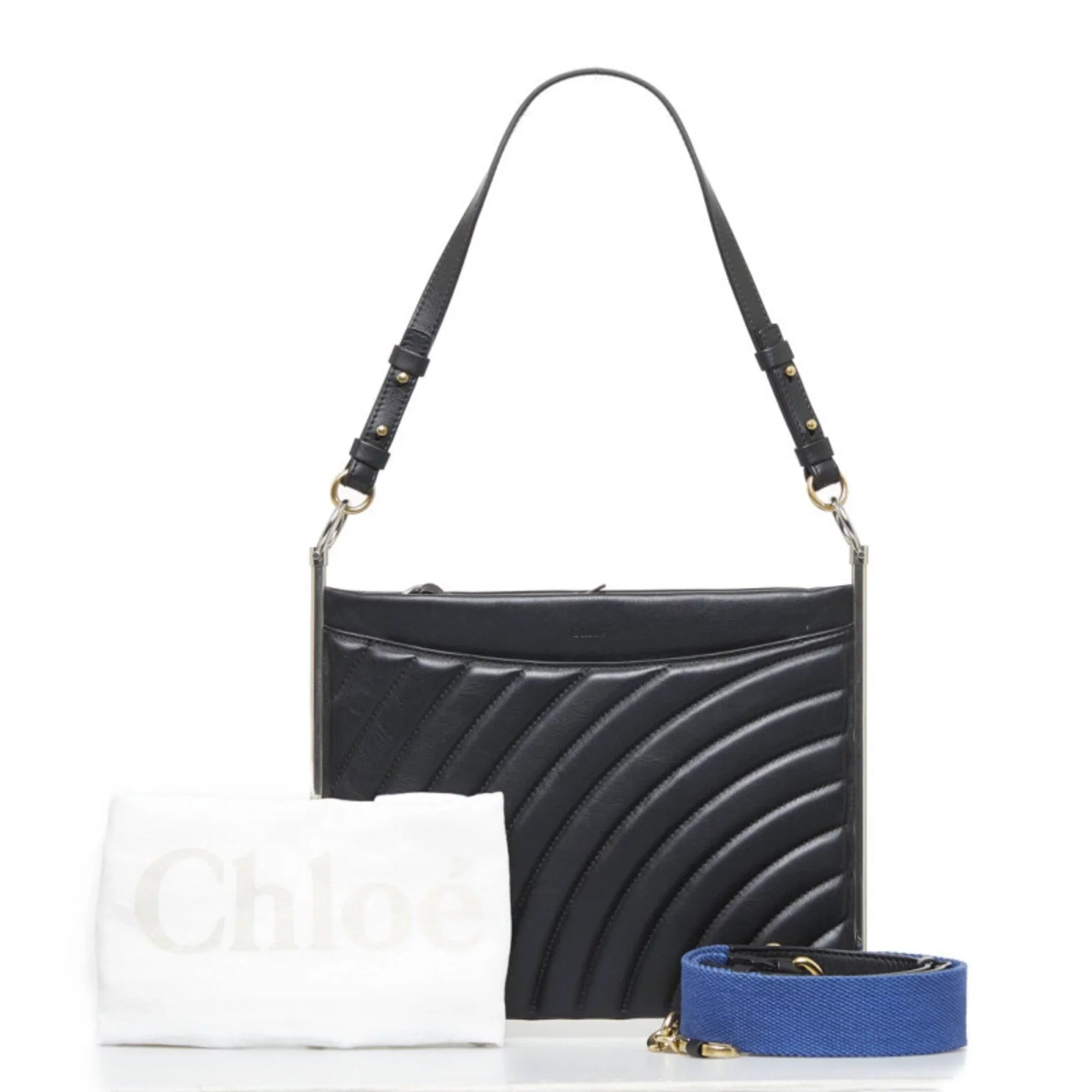 Pre-Owned Chloé Chloe Roy Handbag Shoulder Bag Black Leather Ladies (Good)