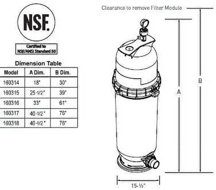 Pentair 160317 Clean and Clear Replacement Pool Filter Pump Cartridge Assembly