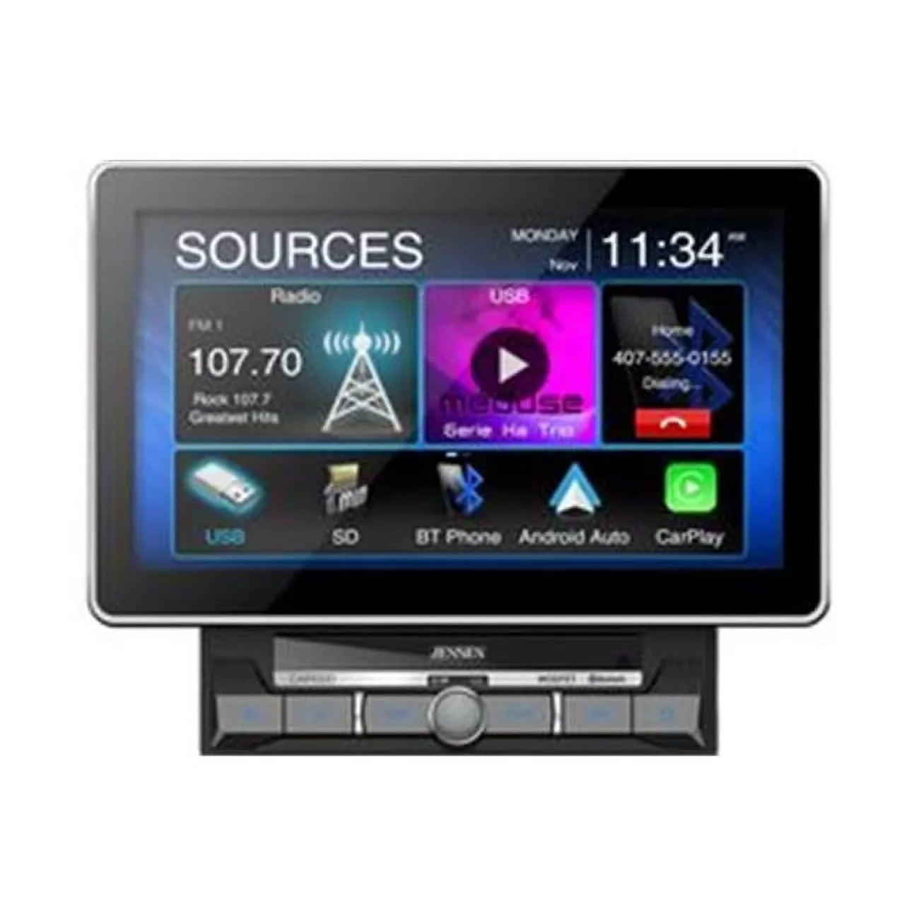 Jensen CAR1000 2 Din 10 in.  Mechlesss Carplay & Android Auto