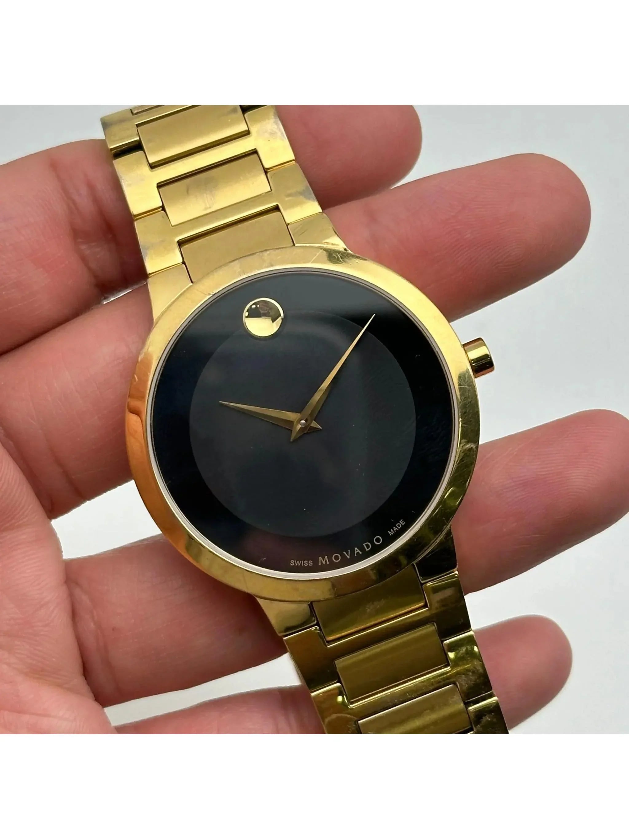 Pre-owned Movado Modern Classic Steel Mens Quartz Watch 607121 (Good)