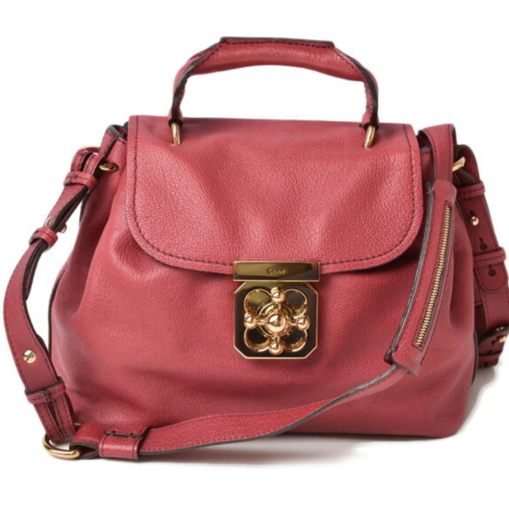 Pre-Owned Chloé Chloe handbag shoulder bag 2way  Elsie leather Bordeaux (Good)
