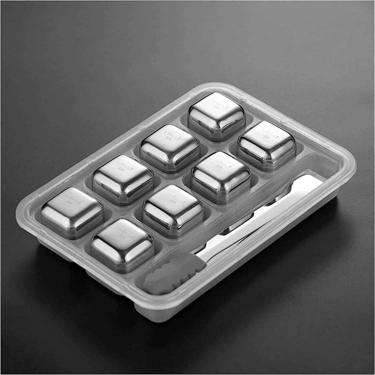 Whiskey Ice Cubes Stainless Steel Ice Cubes for Drinks Chilling Set of 4/6/8 with Box, Reusable Metal Whiskey Stones, Wine Chiller Rocks No Dilution Waterless Ice for Scotch, Vodka, Rum (Size : 8pcs