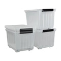 Kekow 4-Pack Clear Plastic Large Storage Box, 30 L Latch Storage Bin with Wheels
