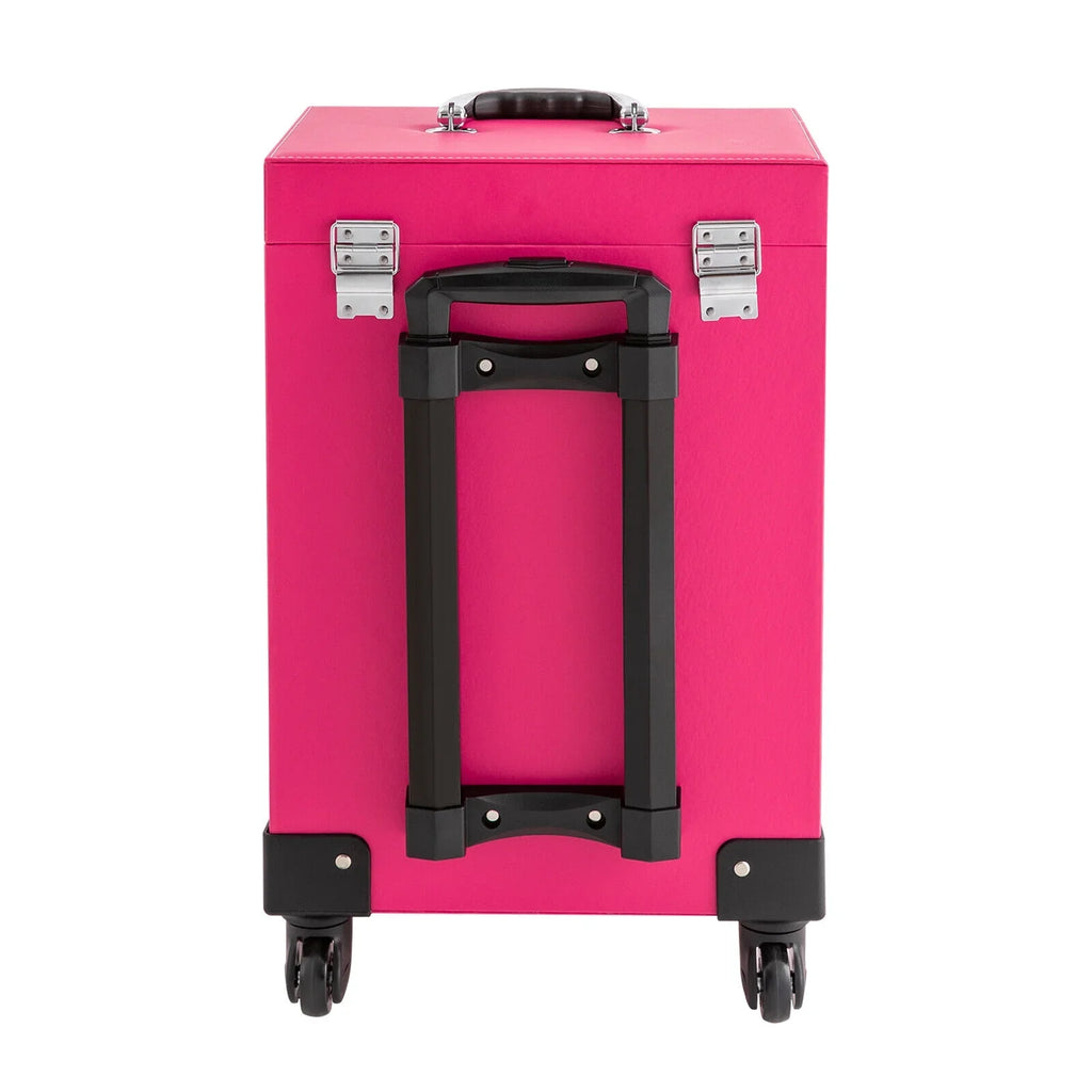 Rolling Makeup Train Case Cosmetic Trolley Luggage Box Storage Organizer with Drawer