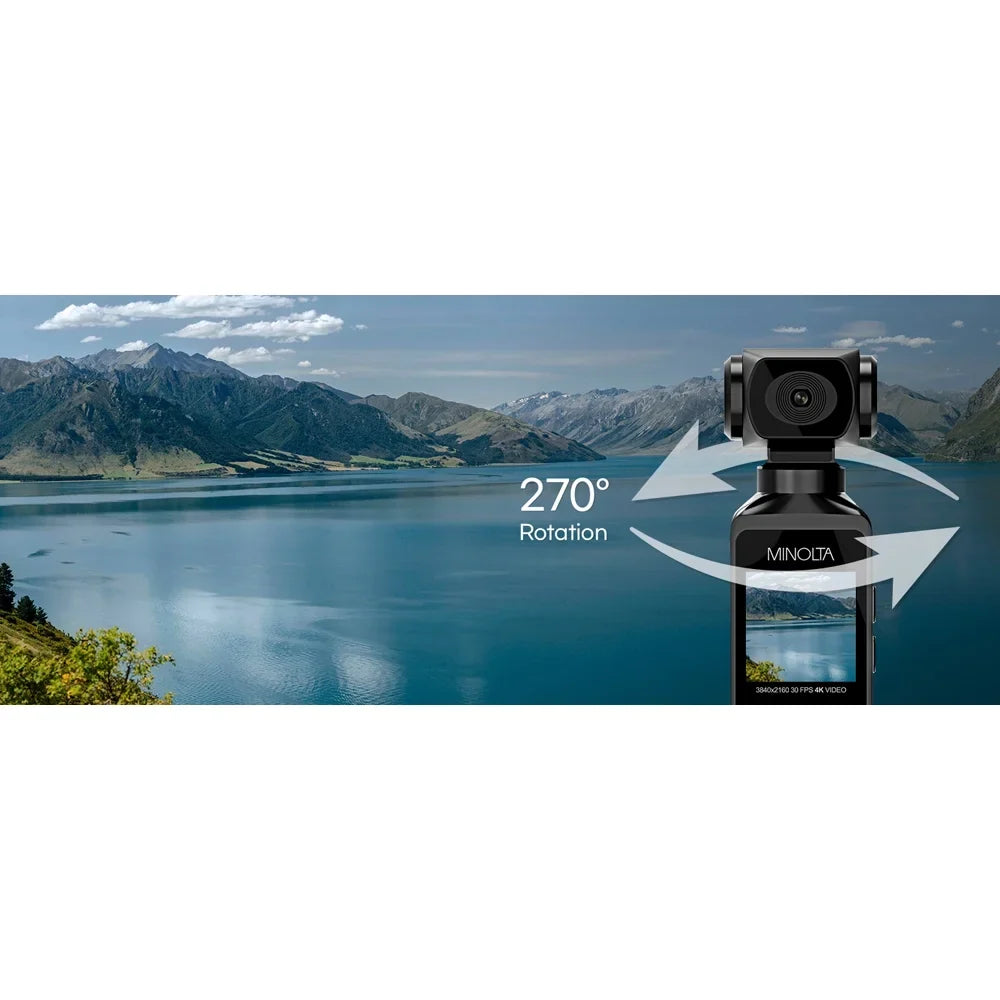 Minolta MN4KP1 4K Ultra  Pocket Camcorder w/WiFi & Waterproof Housing (Black)