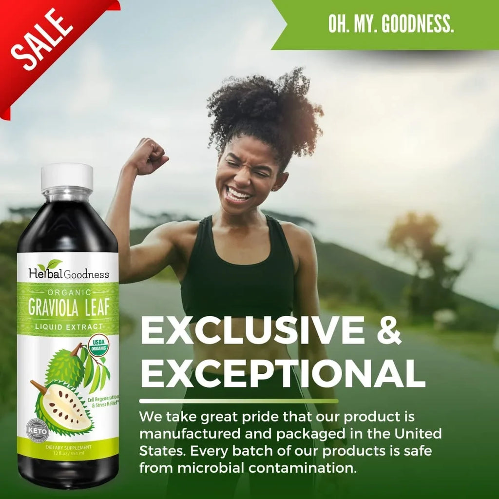Graviola Leaf Extract Liquid - Soursop (Guanabana) Leaves Ð  Organic, Non , Kosher Ð Cell Support & Regeneration & Stress Relief - Immune Boost Ð - 12oz Bottle