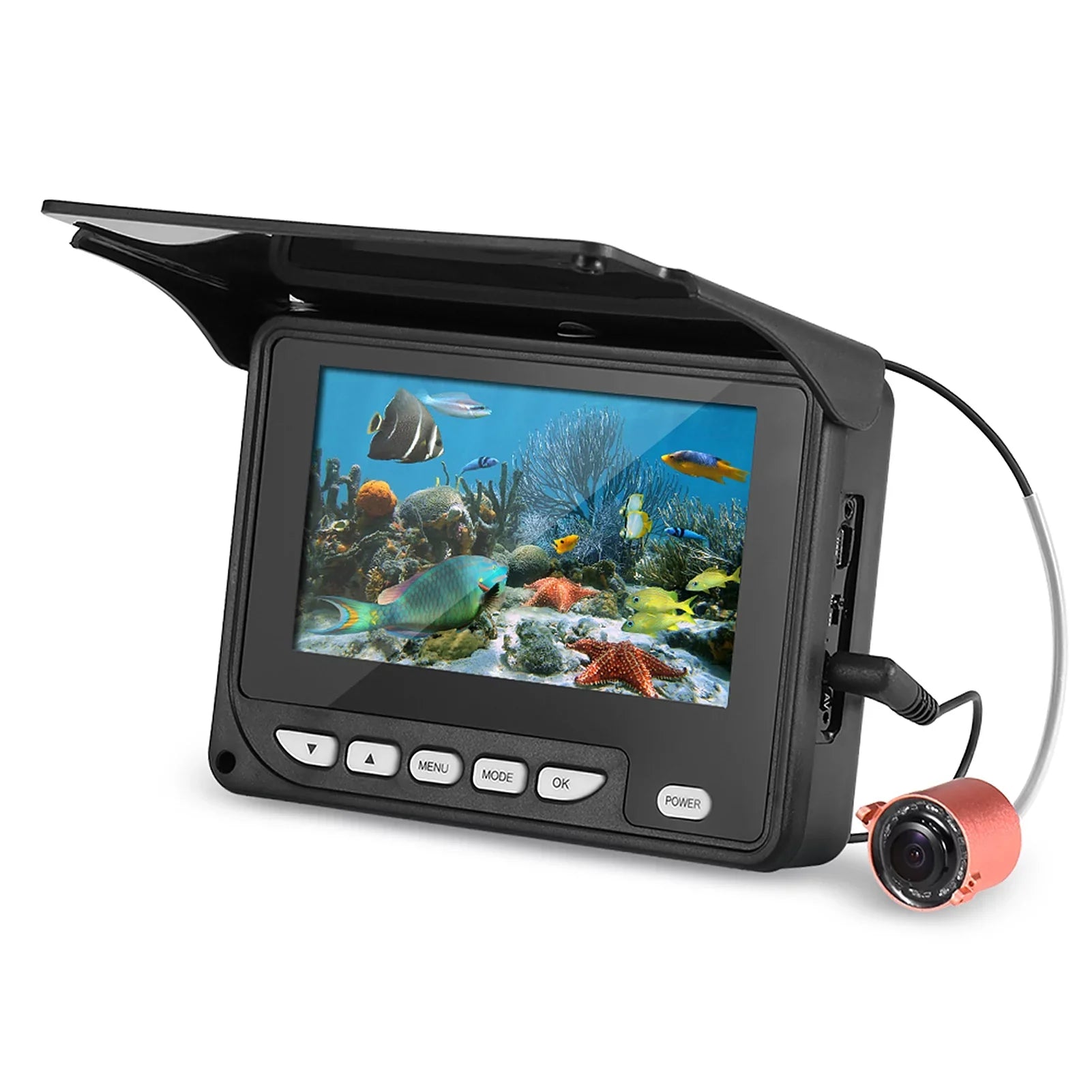 Walmeck 4.3 Inch Portable Underwater Fishing Camera Fish Finder Waterproof Night Vision Ice Boat Fishing Camera 20M Cable with Carry Bag
