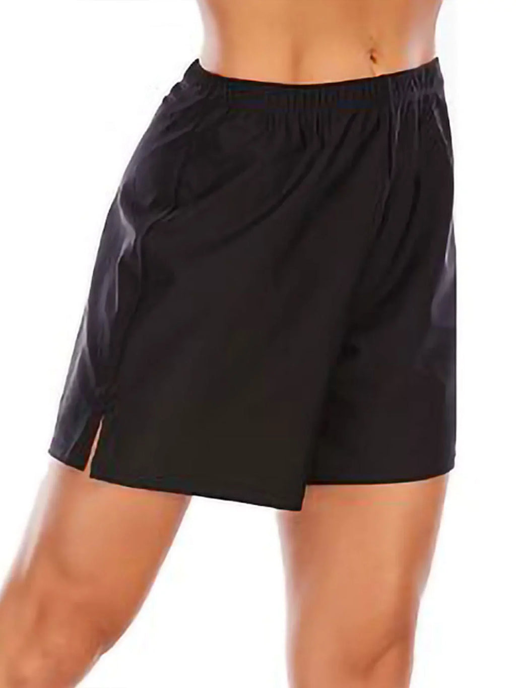 Sexy Dance Women's Swim Shorts Elastic Waist Swimsuit Bottoms Summer Tankini Boyshorts Solid Swim Trunks Black 3XL