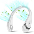Folding Neck Fanwtith  Display, 360°Airflow 5000mAh  Rechargeable Mini Neck Fan Bladeless 3 Speeds Portable Summer Cooling Fans, White