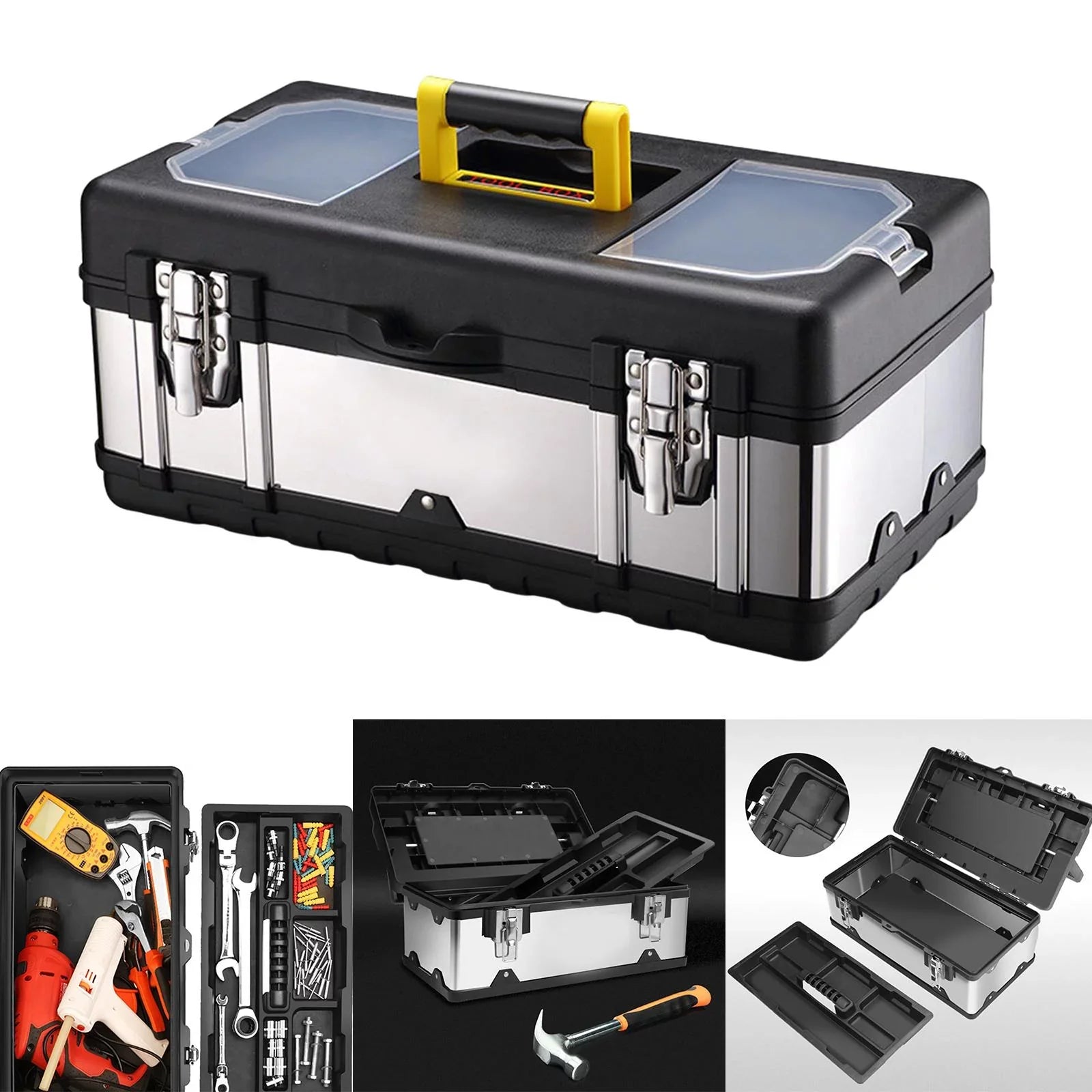 Toolbox Repair Tools Storage Case Lockable Carry Case for Car Trunks Plumber 17inch