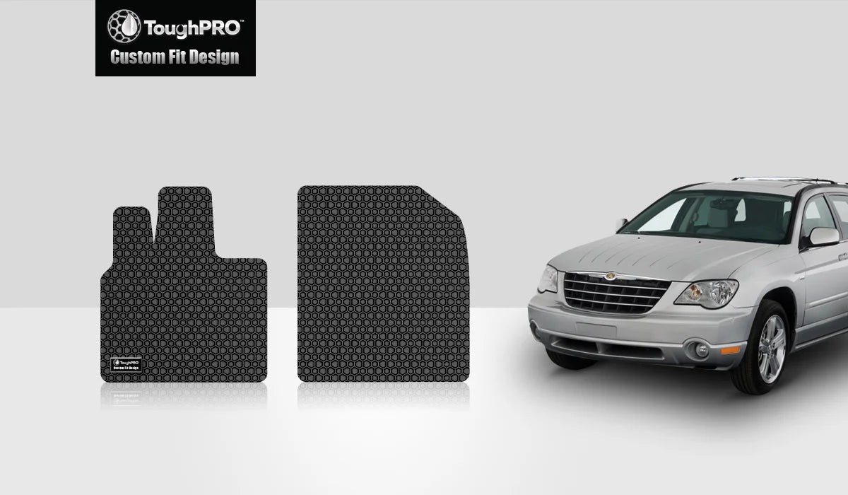 ToughPRO - Two Front Mats Compatible with  Pacifica - All Weather Heavy Duty (Made in ) - Black Rubber - 2008