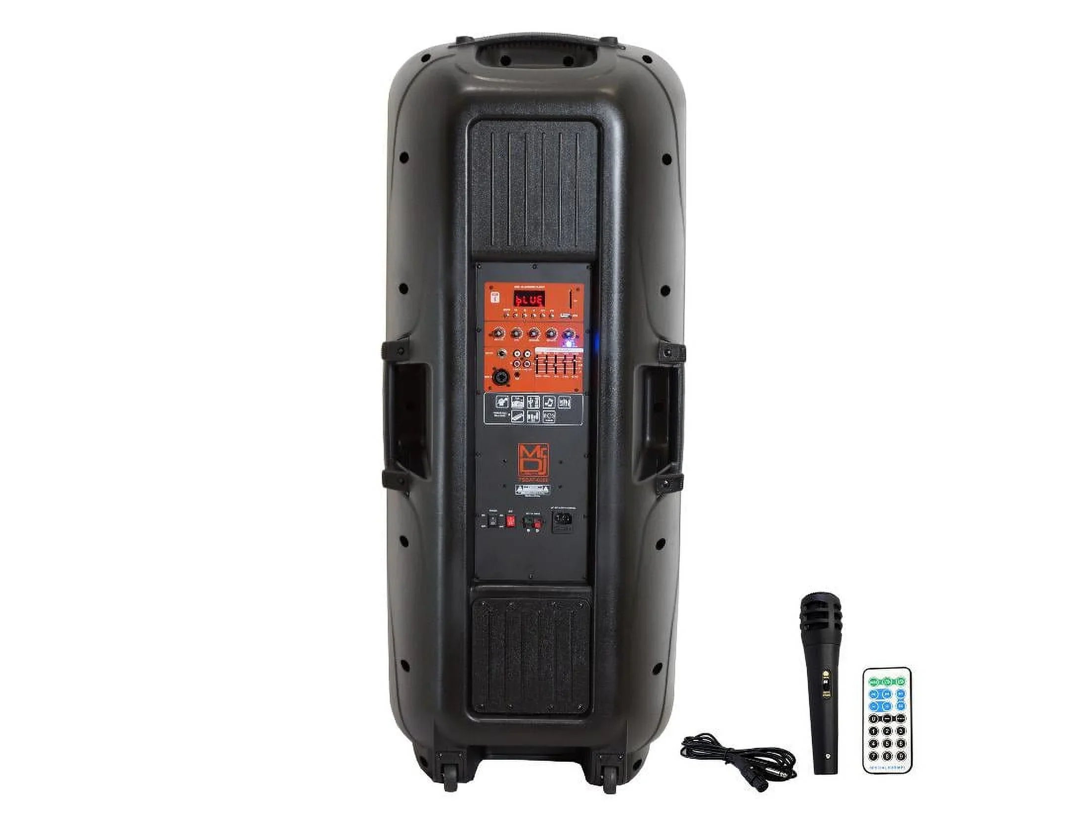 Mr Dj PSBAT6200 Dual 15-Inch 4000 Watt Max Power 3 Way Party Speaker with Built-In Bluetooth & Rechargeable Battery