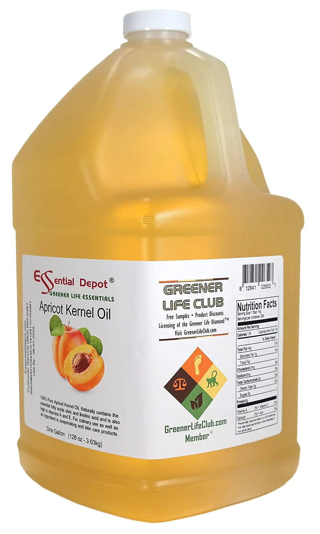 Apricot Kernel Oil - 1 Gallon - Food Grade - safety sealed  container with resealable cap