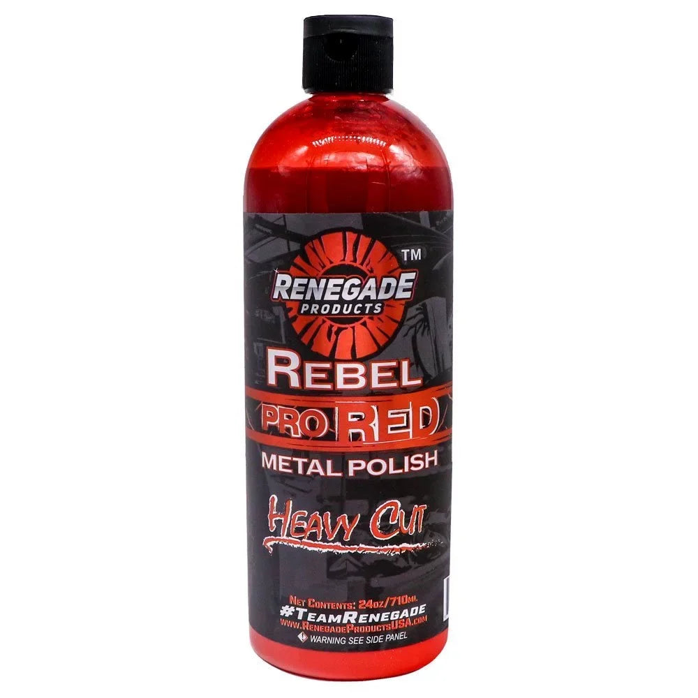 Renegade Products  Rebel Pro Red Liquid Metal Polish by Heavy Cut Aluminum Polish for High Luster on Rims  Wheels  Tanks  Bumpers etc. 24 Oz Bottle
