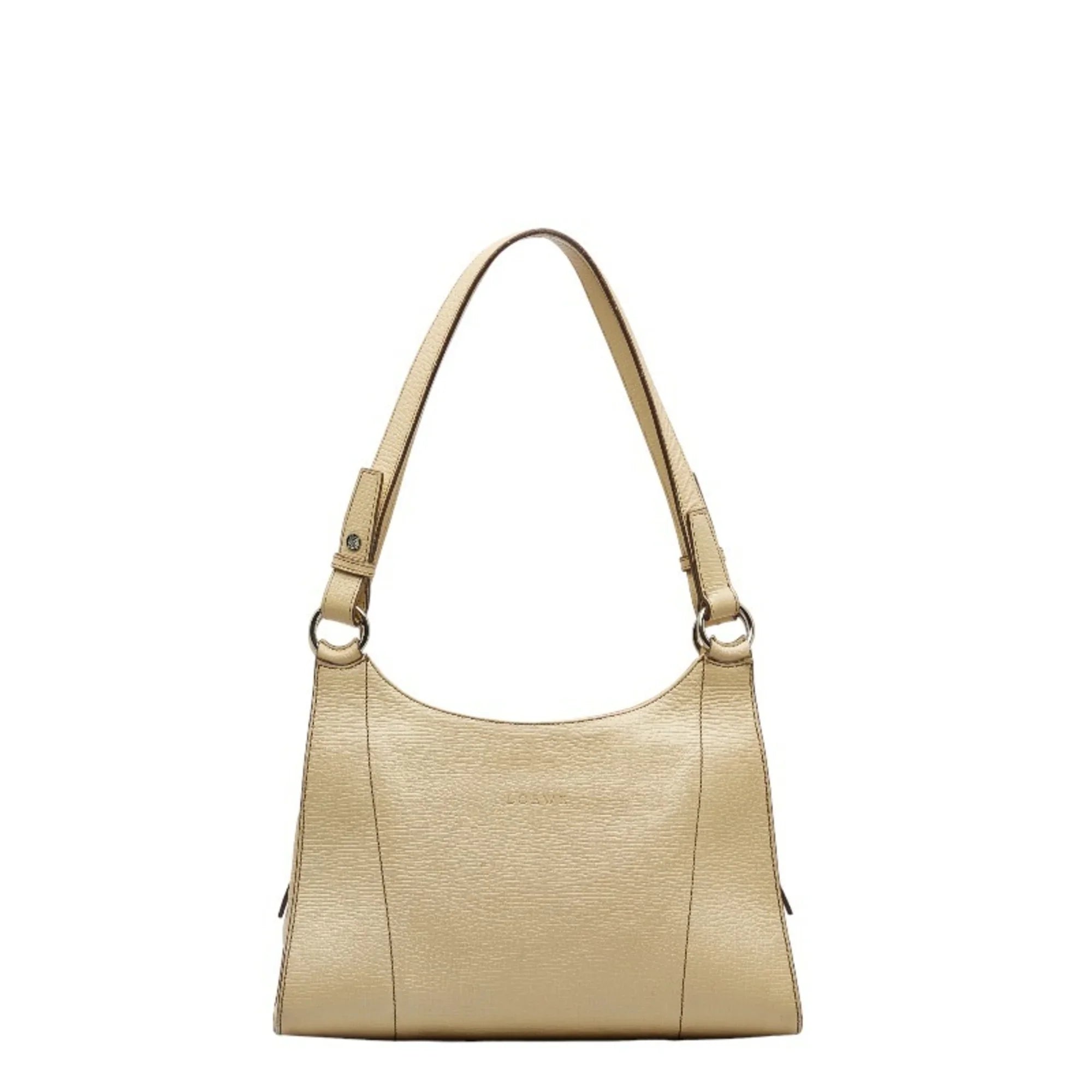 Pre-Owned  Handbag White Cream Yellow Leather Ladies (Fair)