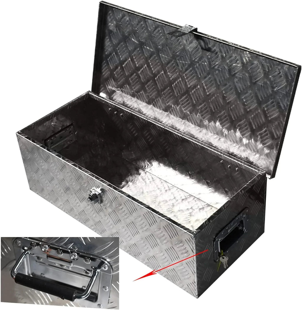 30 Trailer Tongue Tool Box Diamond Tread Aluminum Heavy Duty Truck Pick Up Underbody Flatbed  Storage Organizer Handling Tools Weather Resistant w/Lock Sliver