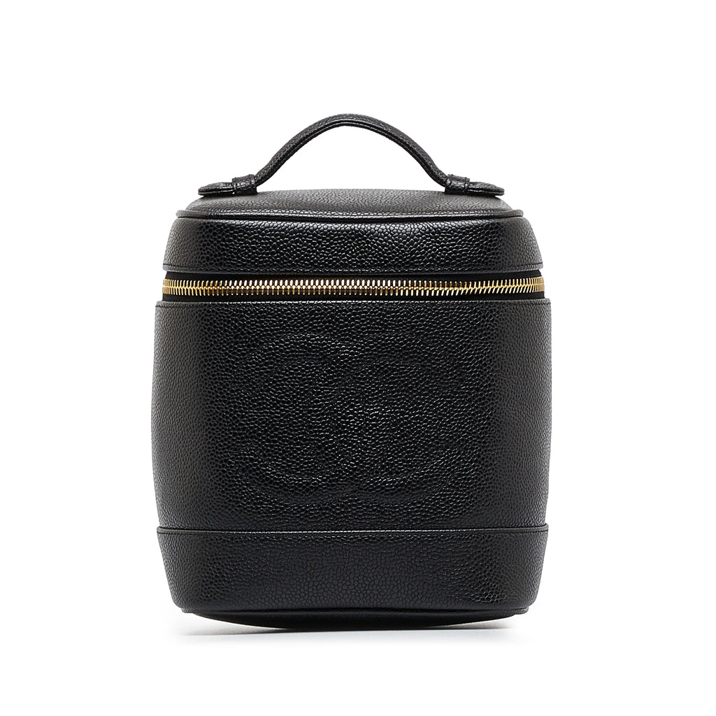 Pre-Owned Authenticated Chanel  Caviar Vanity Bag Leather Black Unisex (Good)