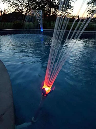 Magic Pool Fountain Day/Night Multicolor  Water Powered Easy to Install Swimming Pool Fountain with Pool Jet and Color Changing Light Bulb