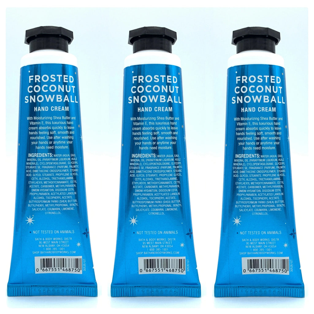 Bath and Body Works Frosted Coconut Snowball Hand Cream 3-Pack, 1oz Each