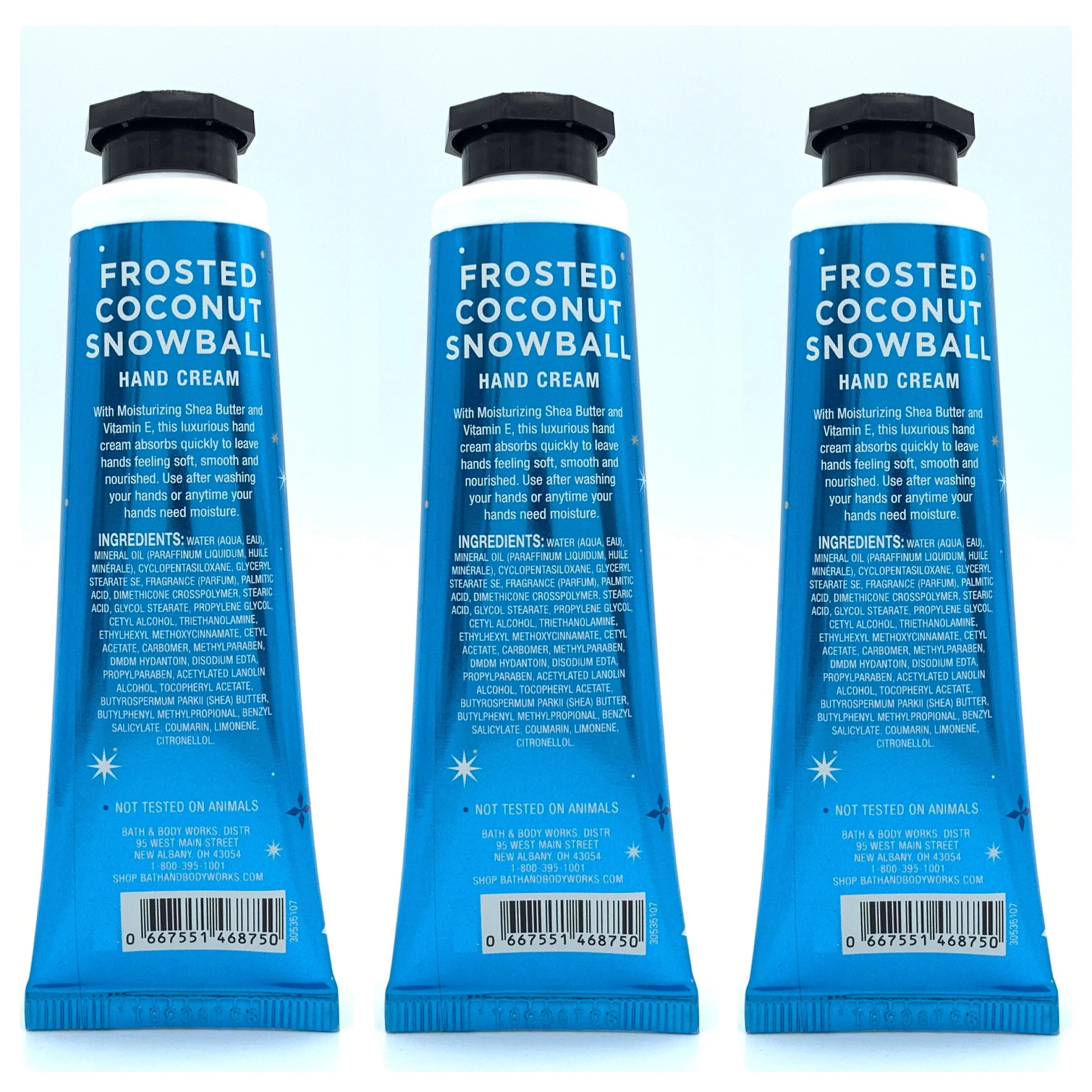 Bath and Body Works Frosted Coconut Snowball Hand Cream 3-Pack, 1oz Each