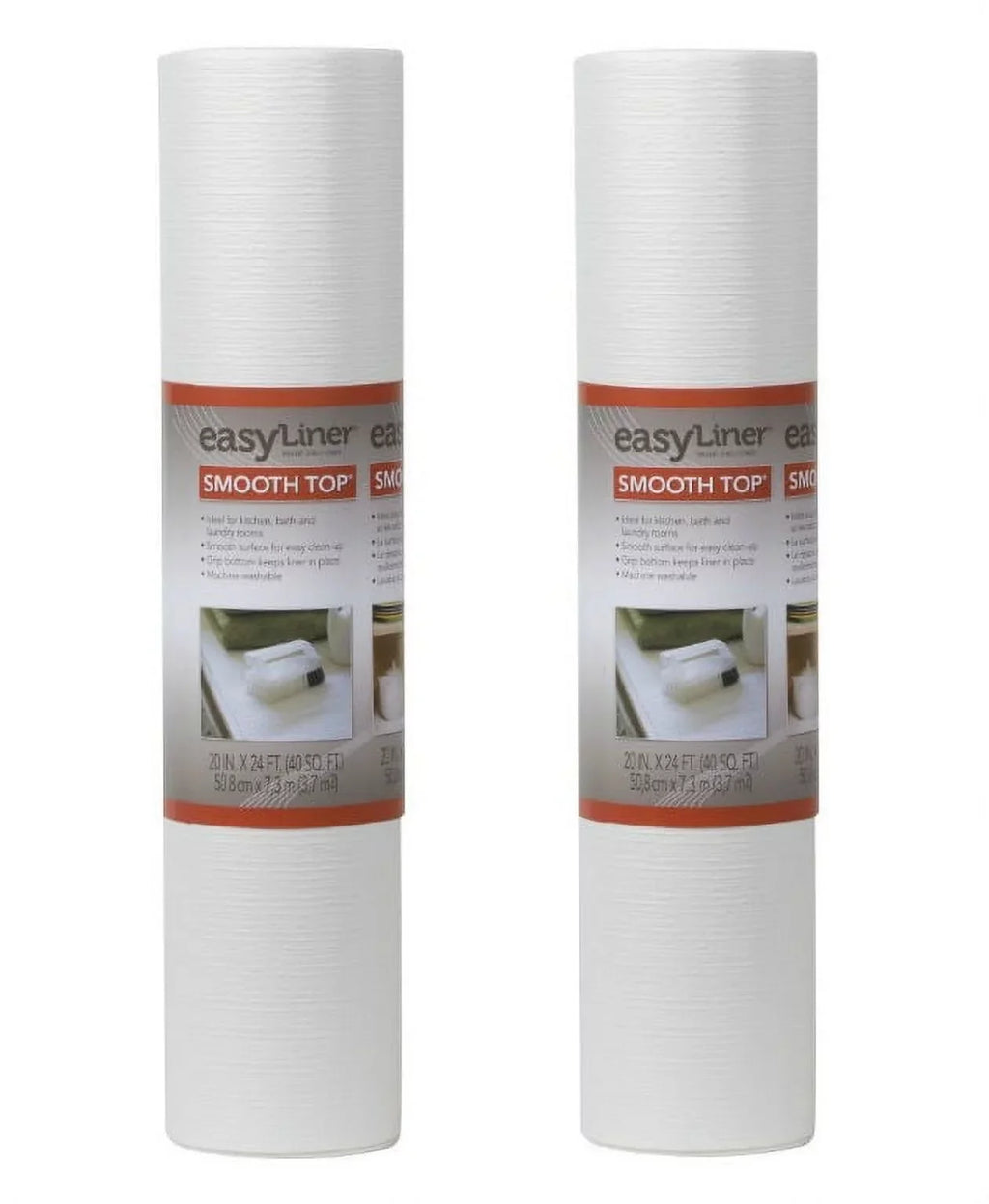 Duck 281872 Smooth Top Easy Non-Adhesive 20 in. x 24 ft. Shelf Liner, White, 2 Count