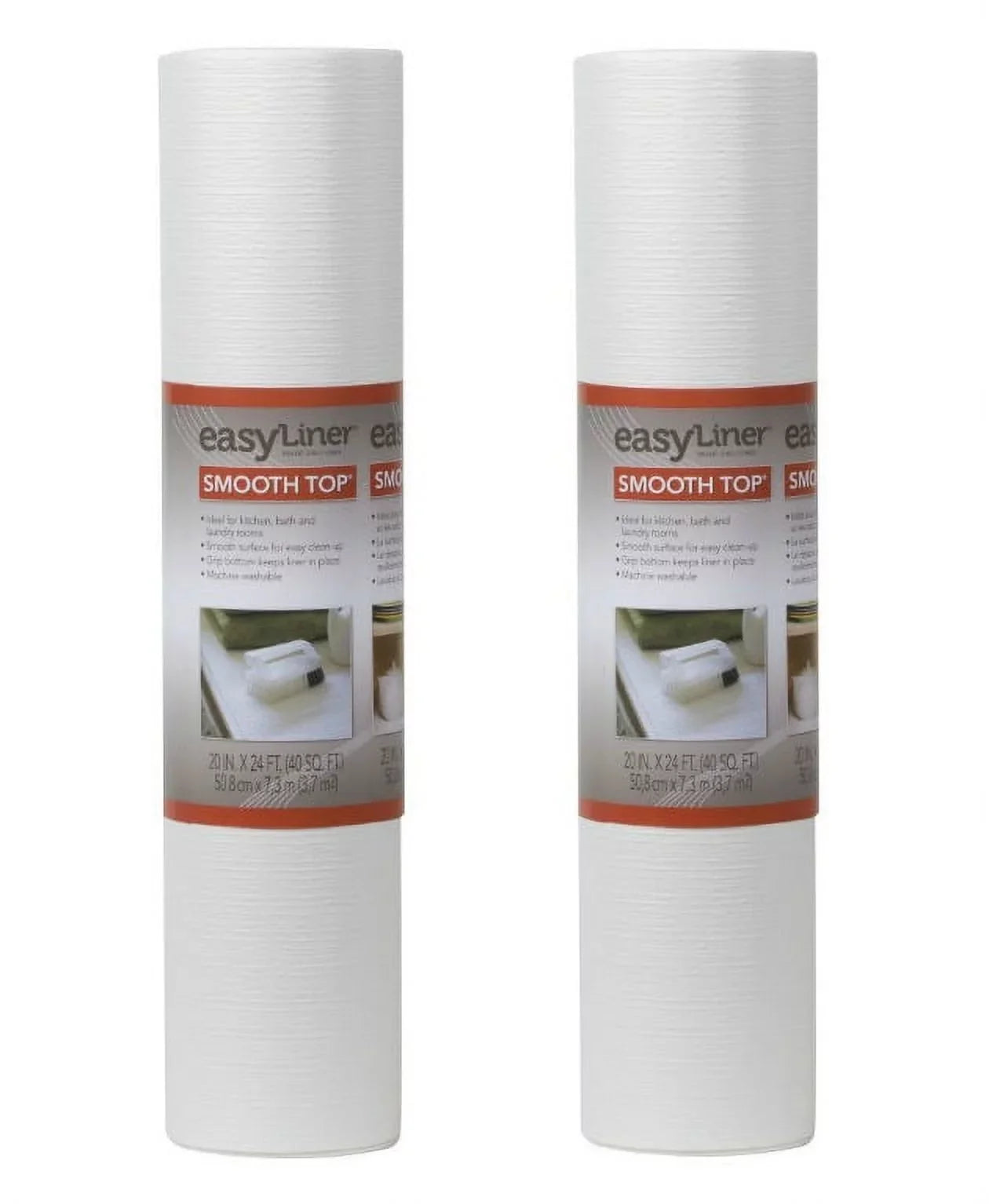 Duck 281872 Smooth Top Easy Non-Adhesive 20 in. x 24 ft. Shelf Liner, White, 2 Count