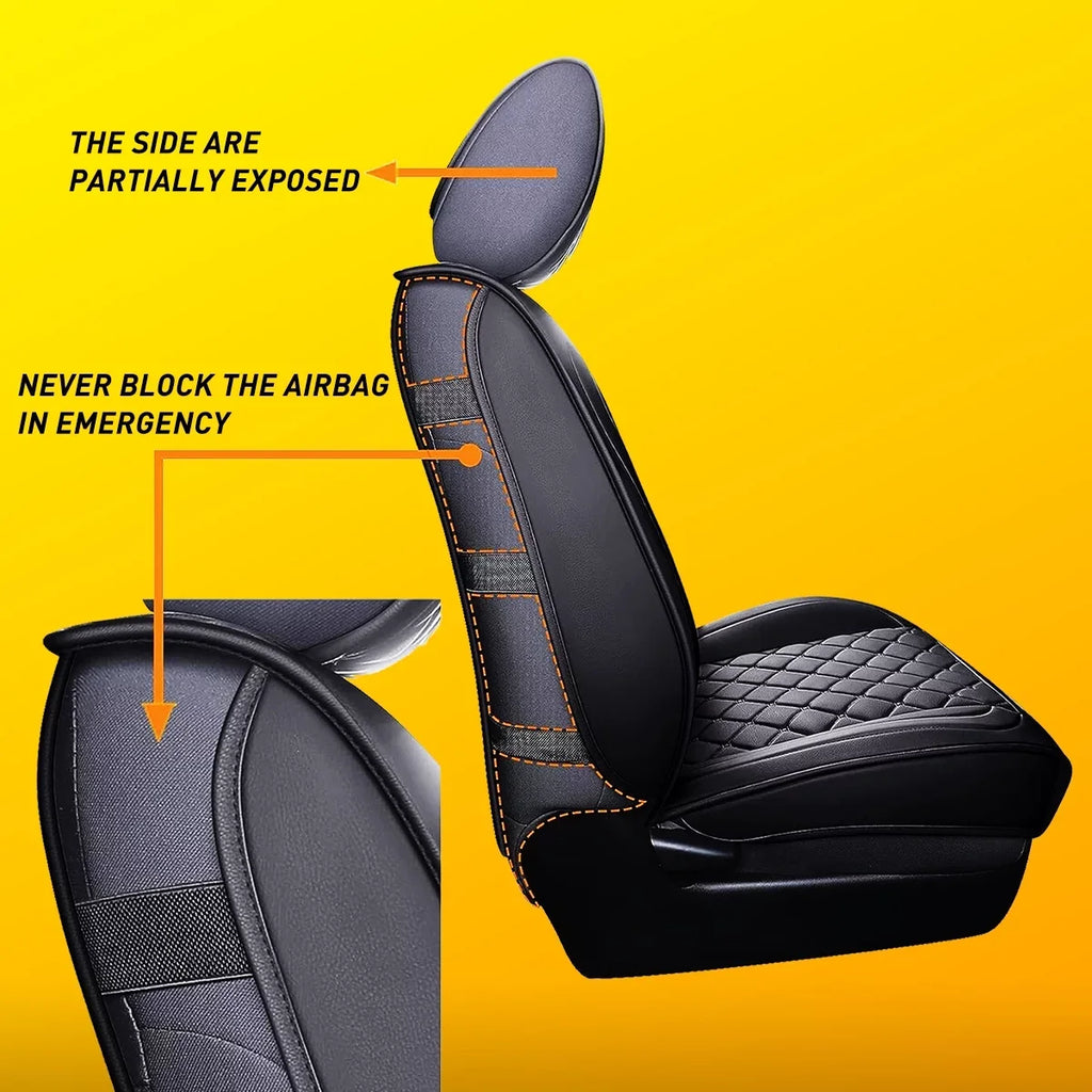 Car Seat Covers Full Set With Waterproof Leather Fit for 2007-2023 Toyota Tacoma Crew Cab (Full Set, Black)