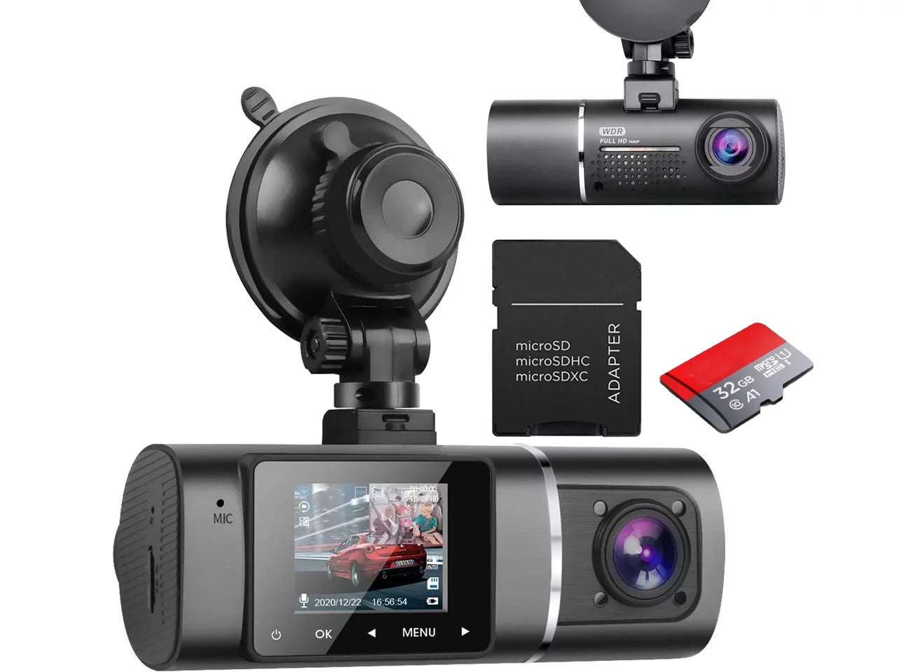 Dual Dash Cam Hardwire Kit Included  1080p+1080p Front Inside Cabin Car Camera Driving Recorder with Infrared Night Vision  G-Sensor Loop Recording for Taxi Rideshare
