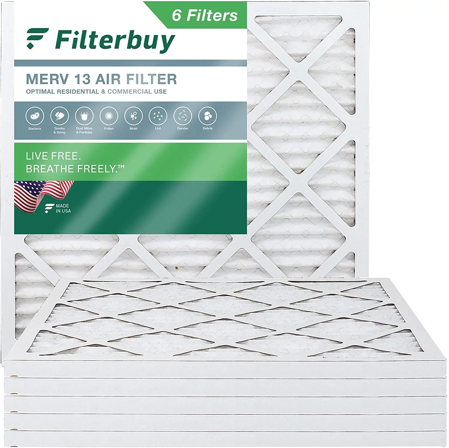 Filterbuy 24x24x1  13 Pleated   Furnace Air Filters (6-Pack)